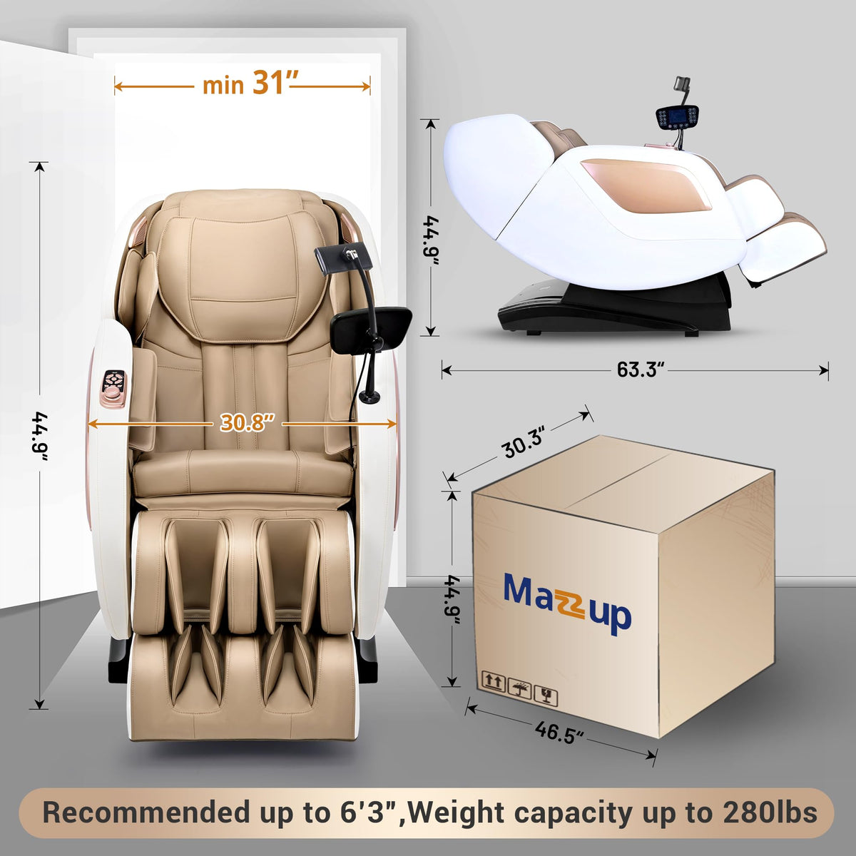 Mazzup Massage Chair detailed view of massage wheels