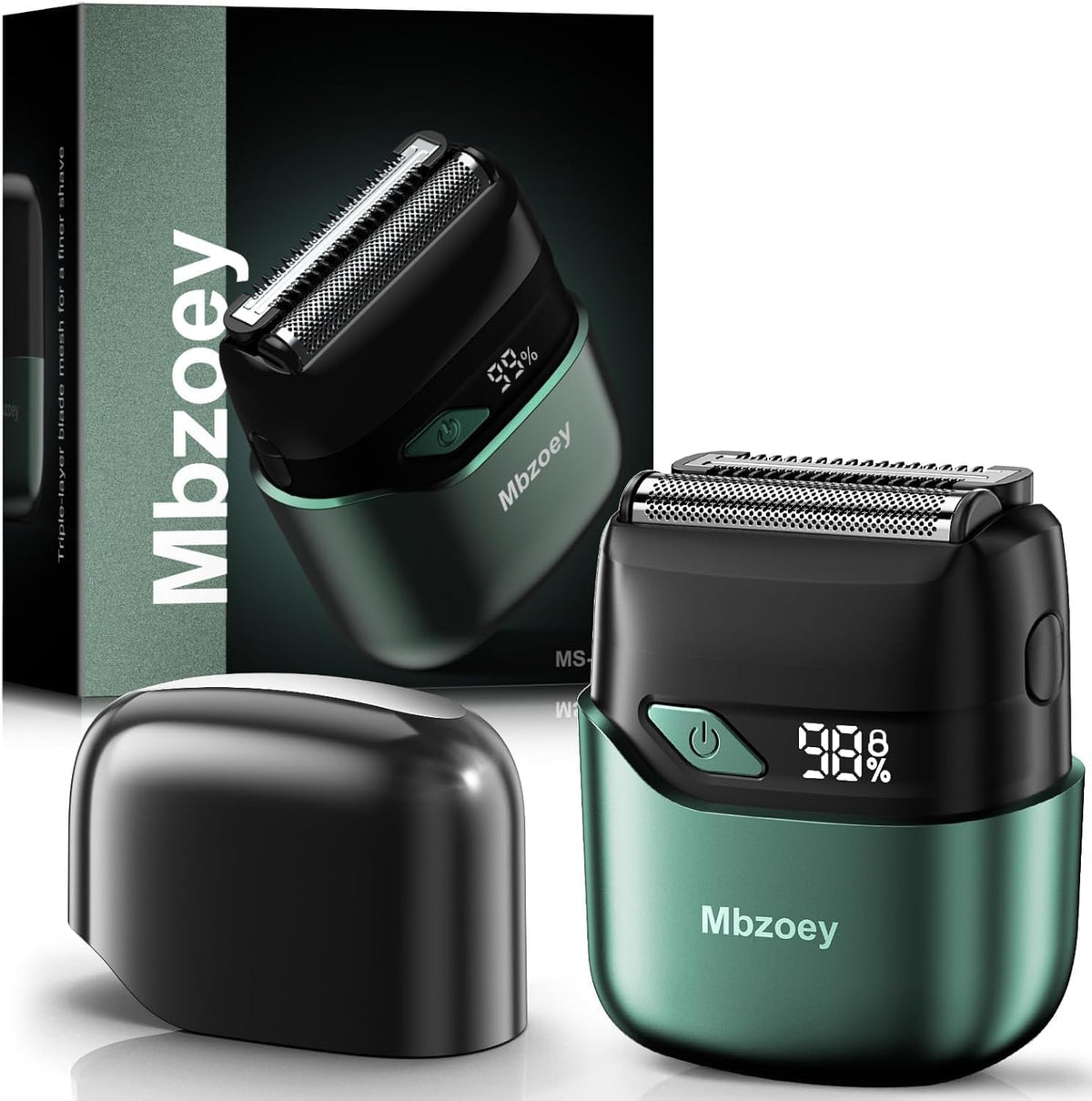 Mbzoey Electric Foil Shaver for Men in emerald green front view