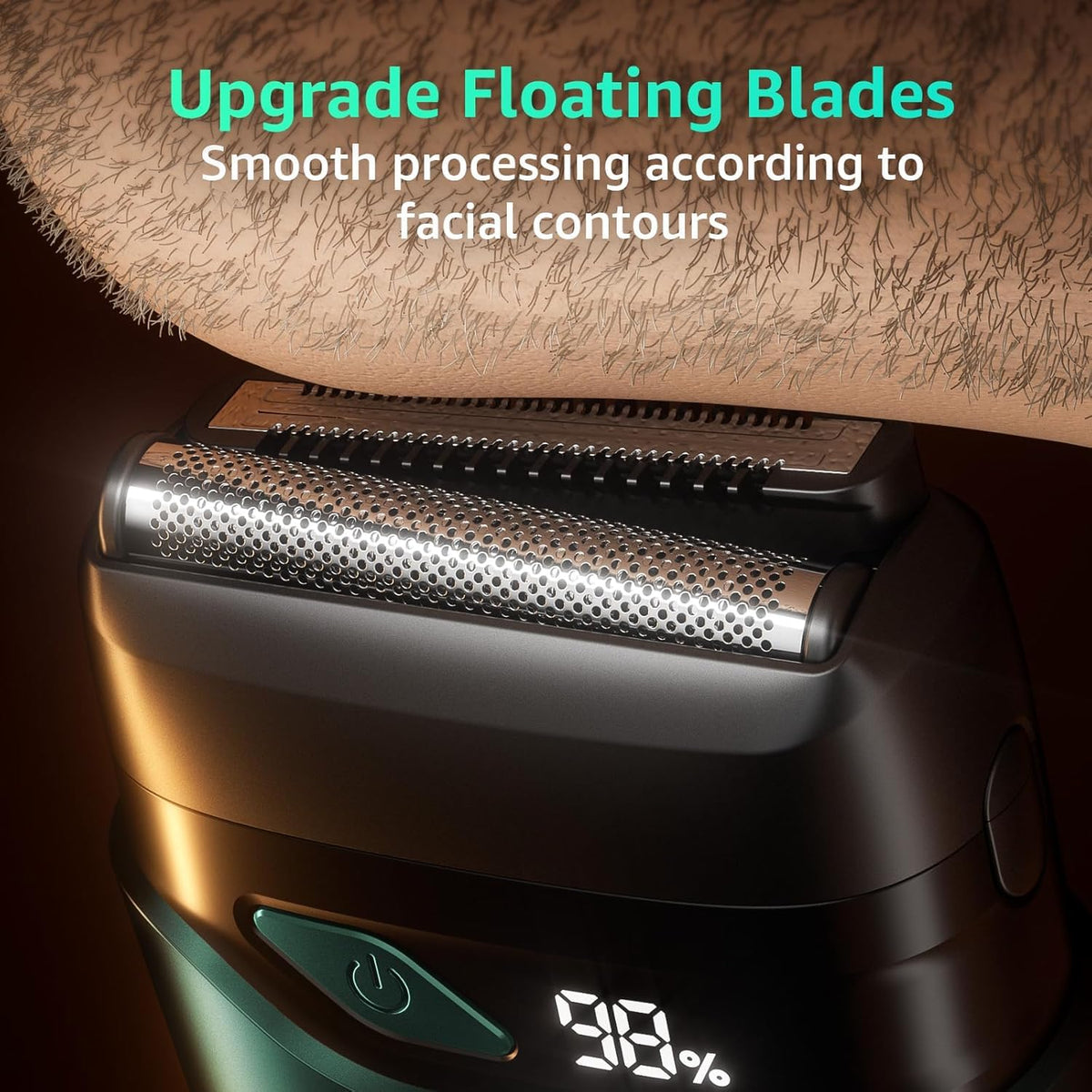 Mbzoey Electric Foil Shaver showing precision titanium blades