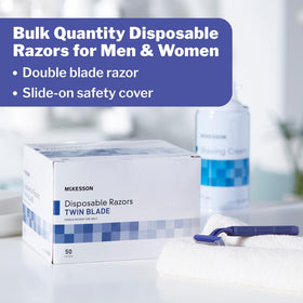 McKesson Disposable Razor with safety cap for hygienic handling