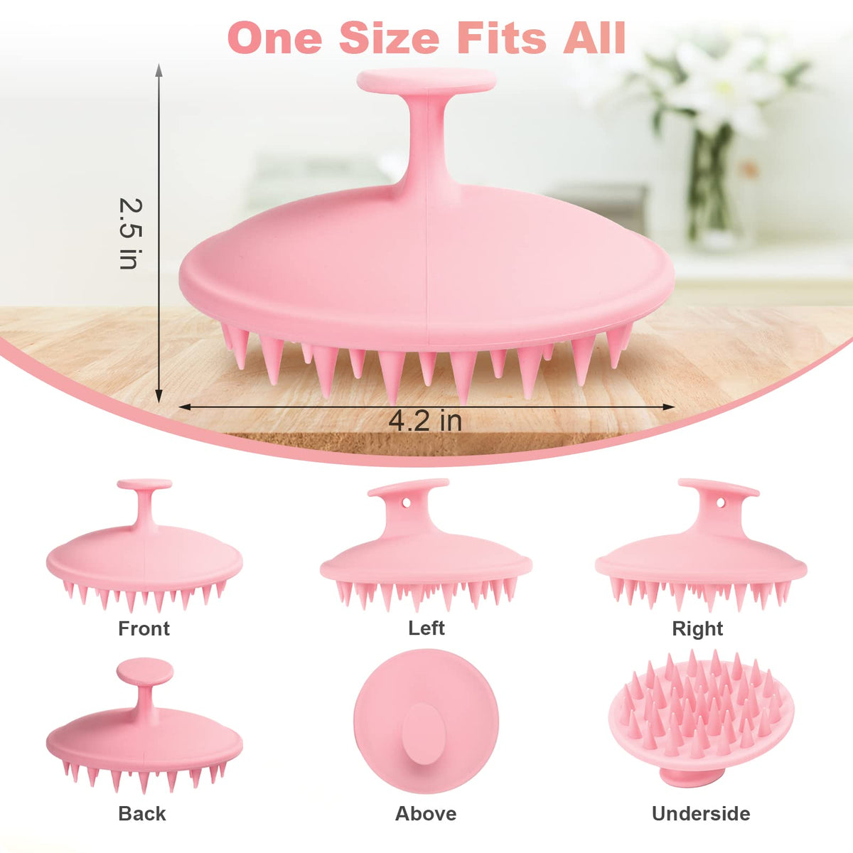 Meartchy Scalp Massager with soft bristles on a white background