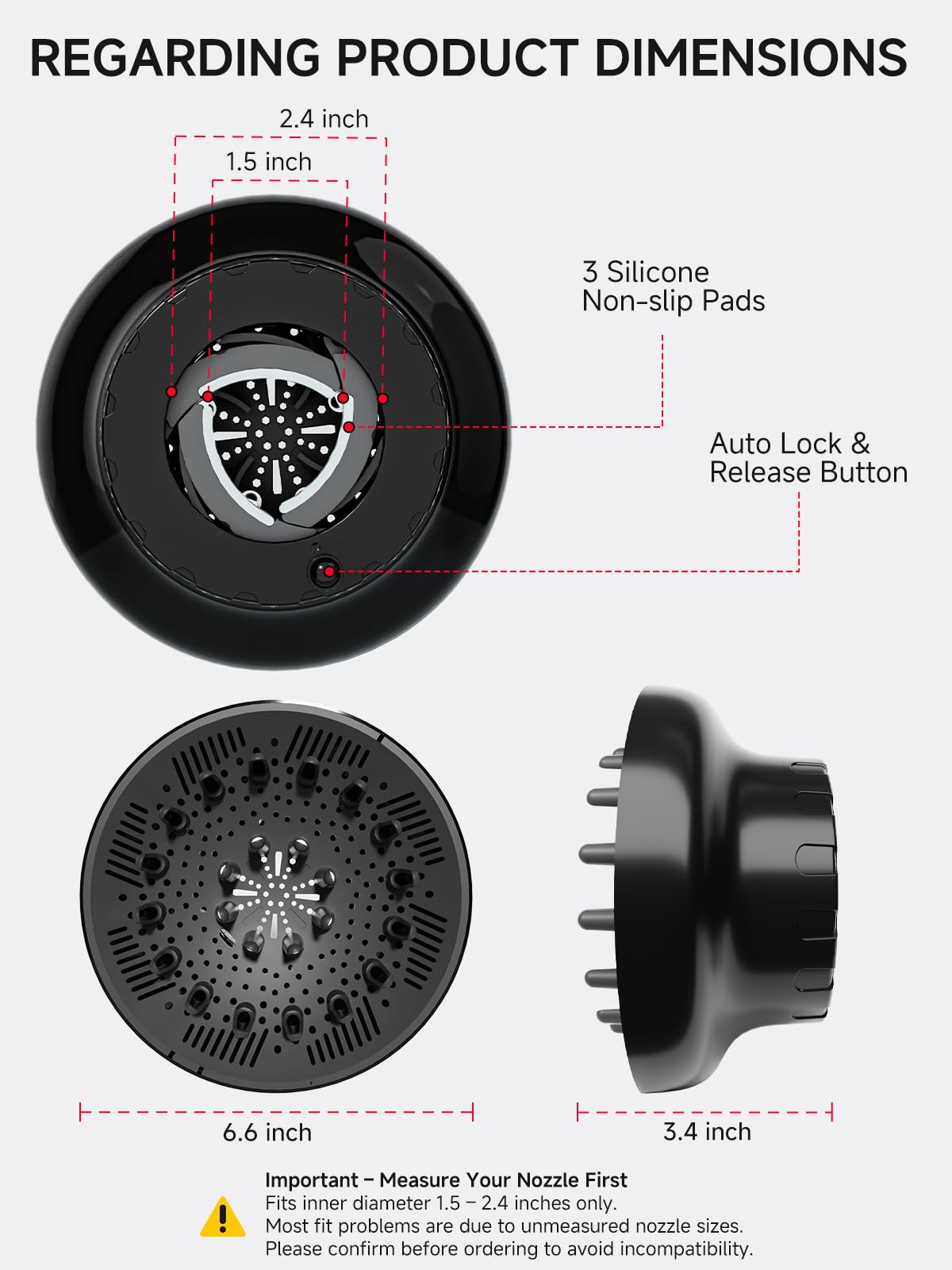meborll Hair Diffuser close-up of silicone button