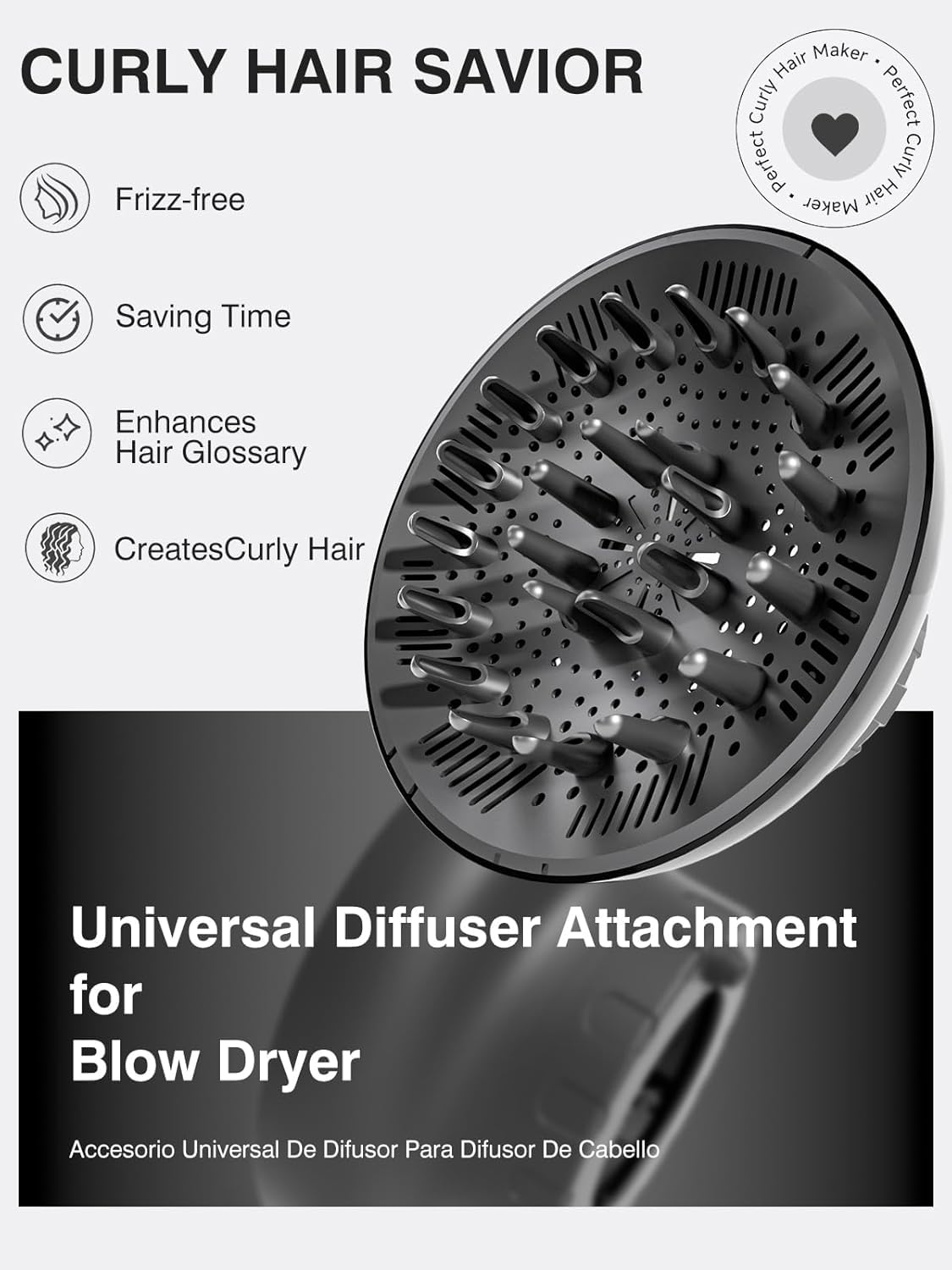 meborll Hair Diffuser on a hair dryer