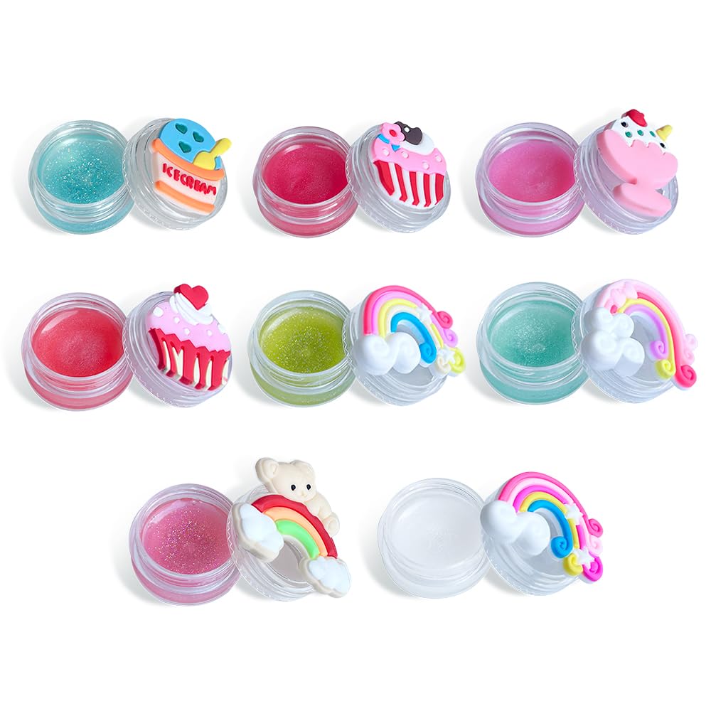 Mebtmel 8PCS Cute Lip Gloss Set assorted flavours front view