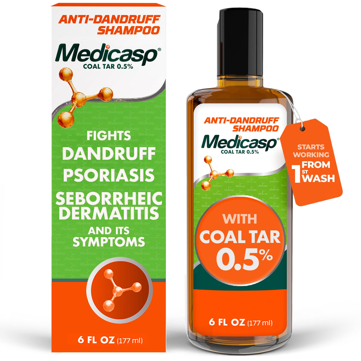 Medicasp Coal Tar Anti-Dandruff Shampoo 6 fl oz front view
