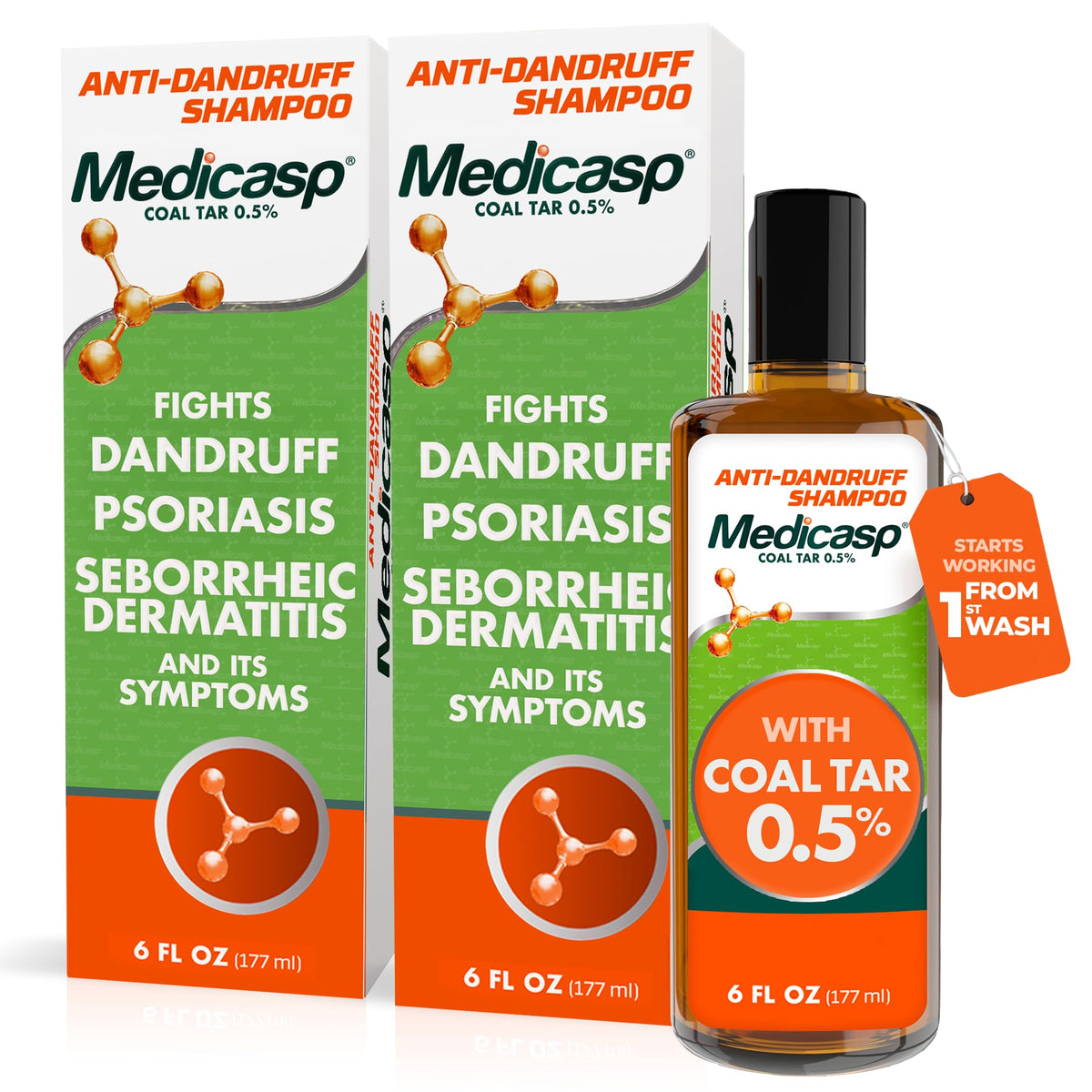 Medicasp Coal Tar Anti-Dandruff Shampoo front view 6 fl oz