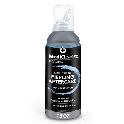 MediCleanse Sterile Saline Piercing Aftercare Fine Mist Spray 7.5 oz front view