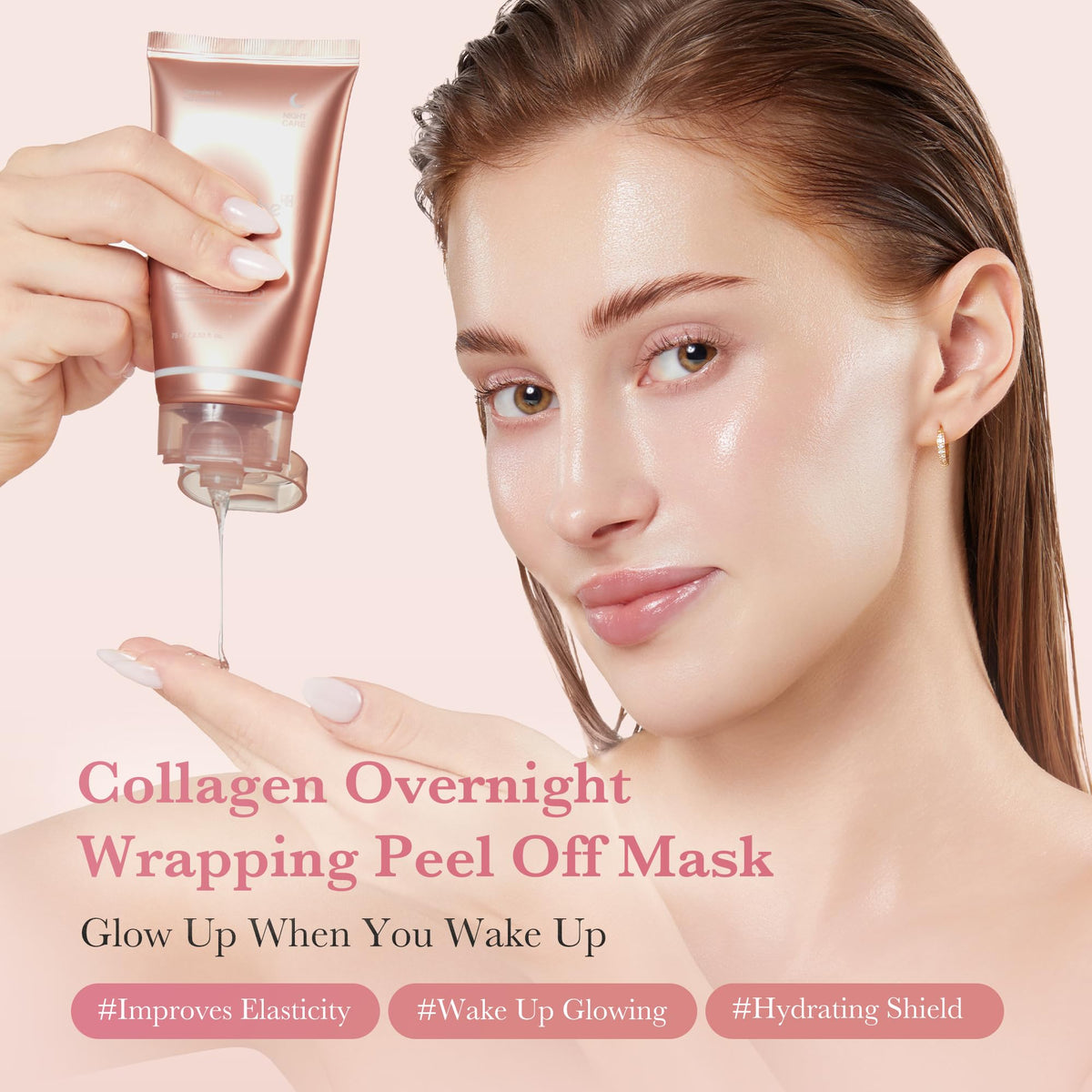 medicube Collagen Overnight Peel Off Facial Mask application on skin