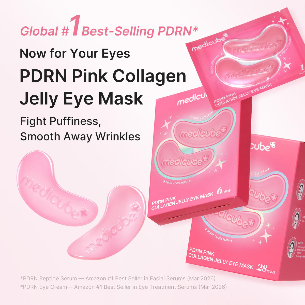 medicube Jelly Eye Mask PDRN Pink Collagen individual eye patch close-up