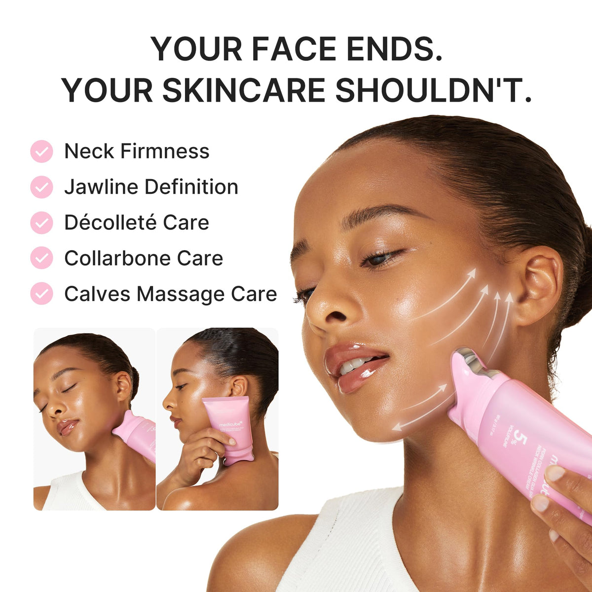 medicube PDRN Collagen Gua Sha Neck Cream being applied