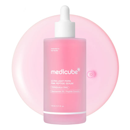 medicube PDRN Pink Peptide Serum front view with packaging