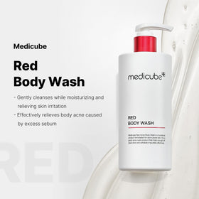 medicube Red Body Wash 480g back view with ingredients