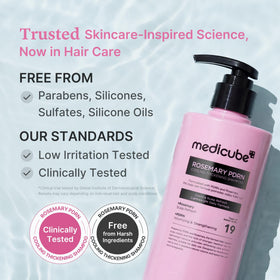 medicube Rosemary PDRN Shampoo in bathroom setting