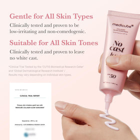 medicube Sunscreen No Cast Just Glow Collagen SPF 50 application on face