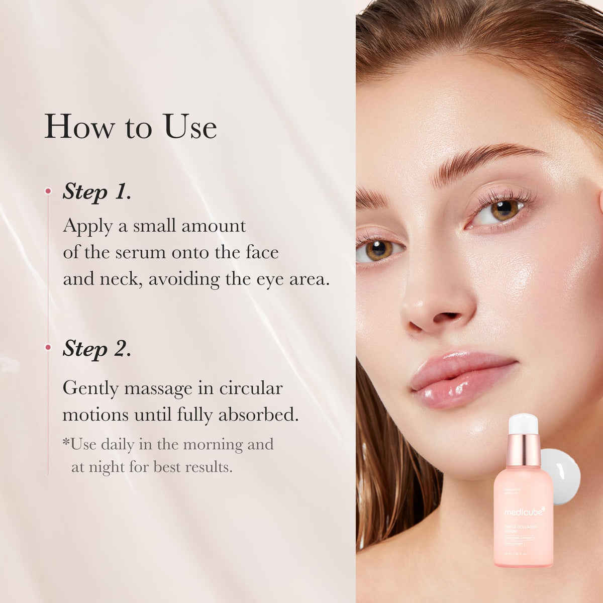 Medicube Triple Collagen Serum lifestyle scene on bathroom counter