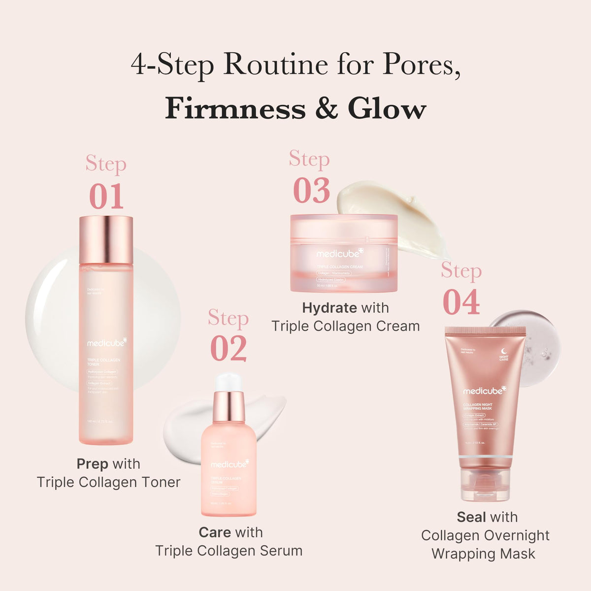 Medicube Triple Collagen Toner with skincare products