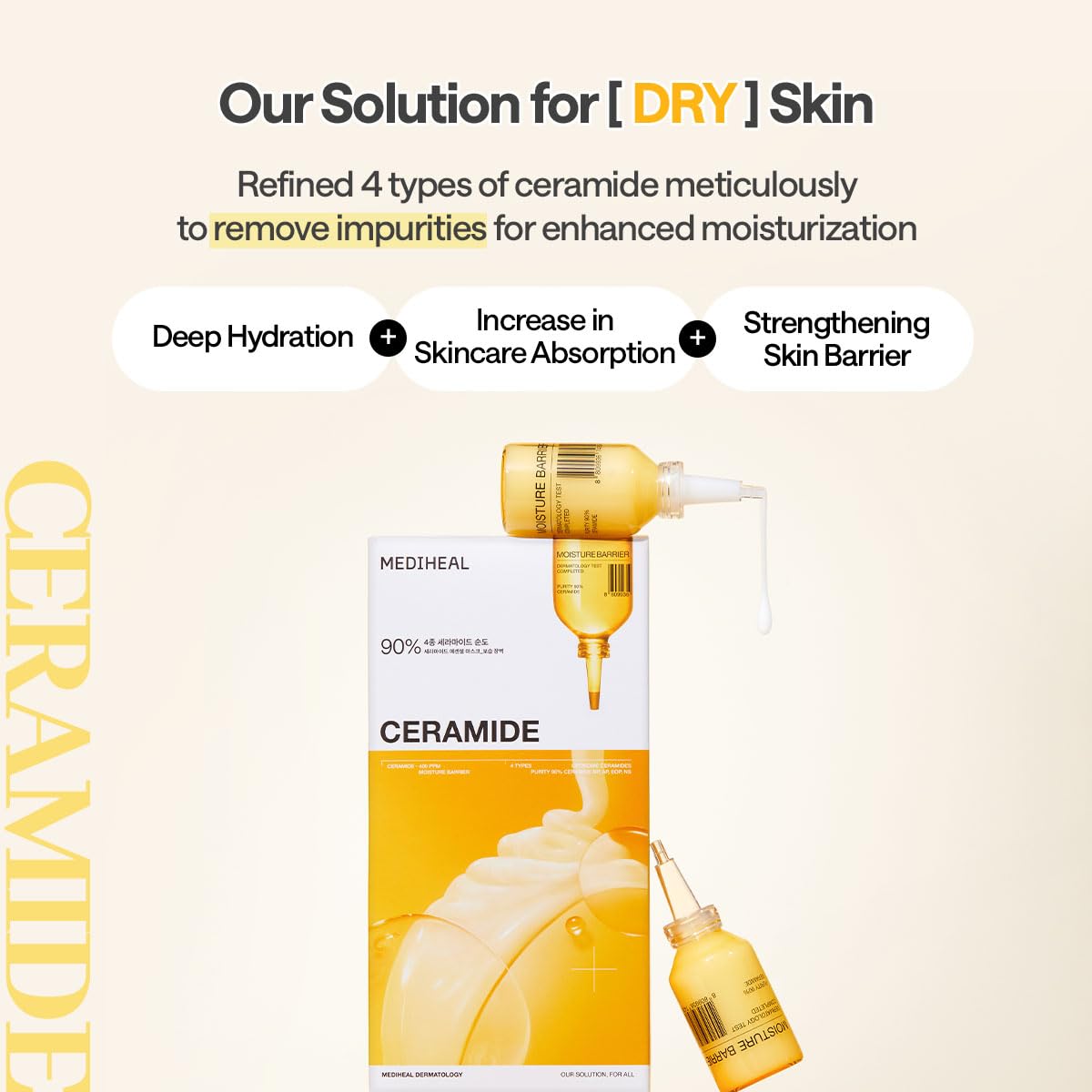 MEDIHEAL Ceramide Essential Face Sheet Mask application on model