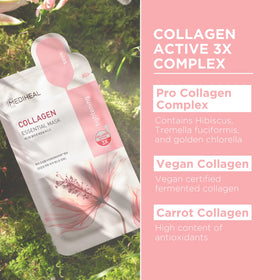 MEDIHEAL Collagen Essential Face Mask application on a model's face
