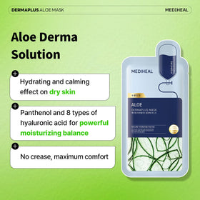 MEDIHEAL Dermaplus Aloe Daily Hydrating Mask application on a model