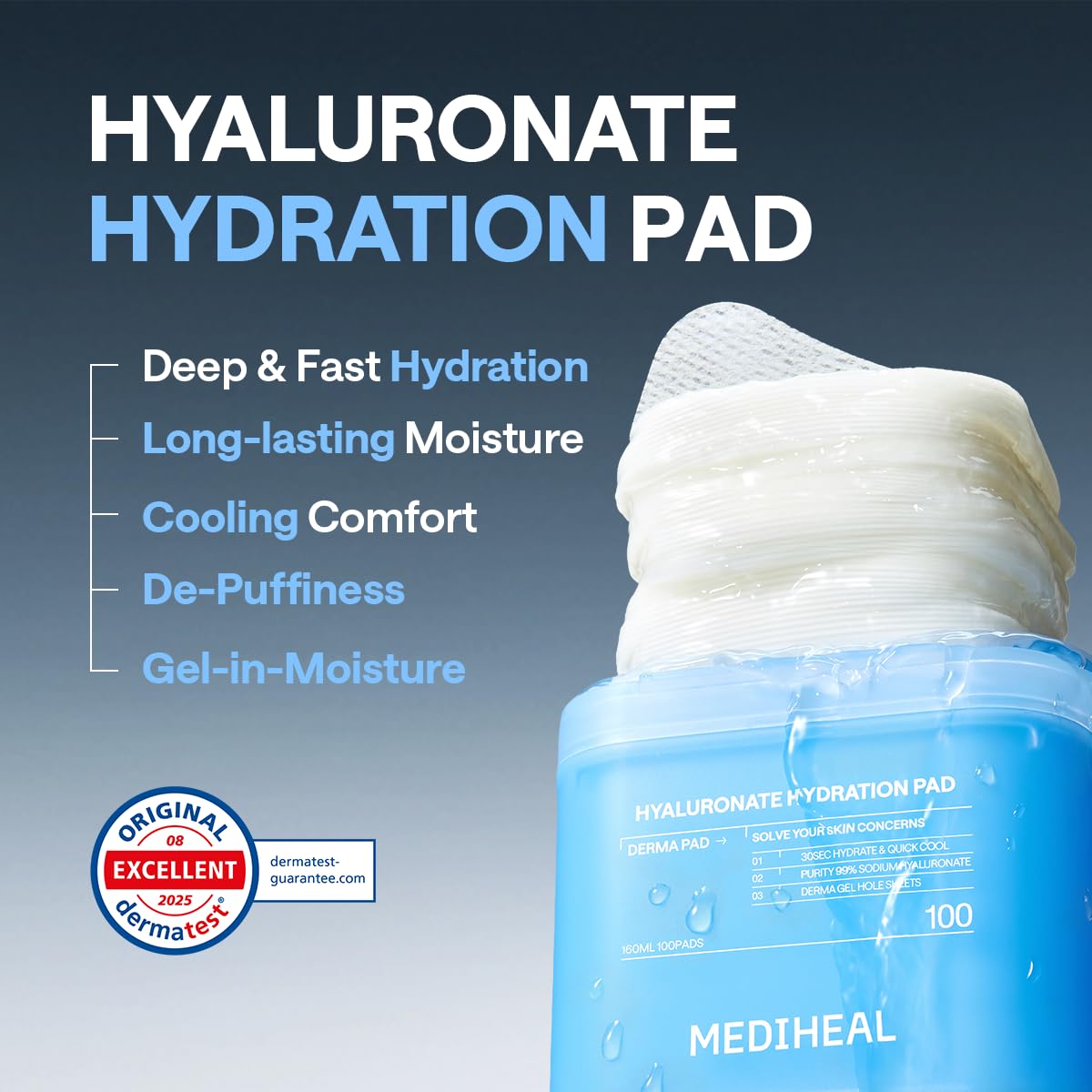 MEDIHEAL Hyaluronate Hydration Toner Pads showing texture of the pad
