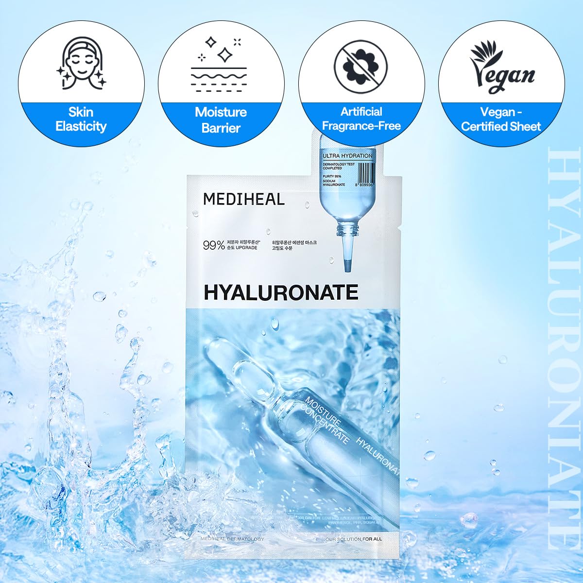 MEDIHEAL Hyaluronic Acid Essential Face Sheet Mask application process