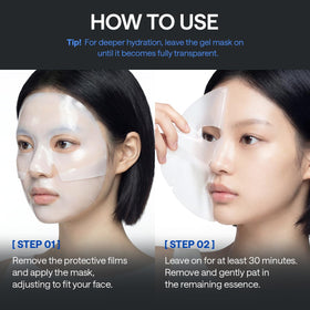 MEDIHEAL Hyper Hyaluronate Mask in use with a relaxing background