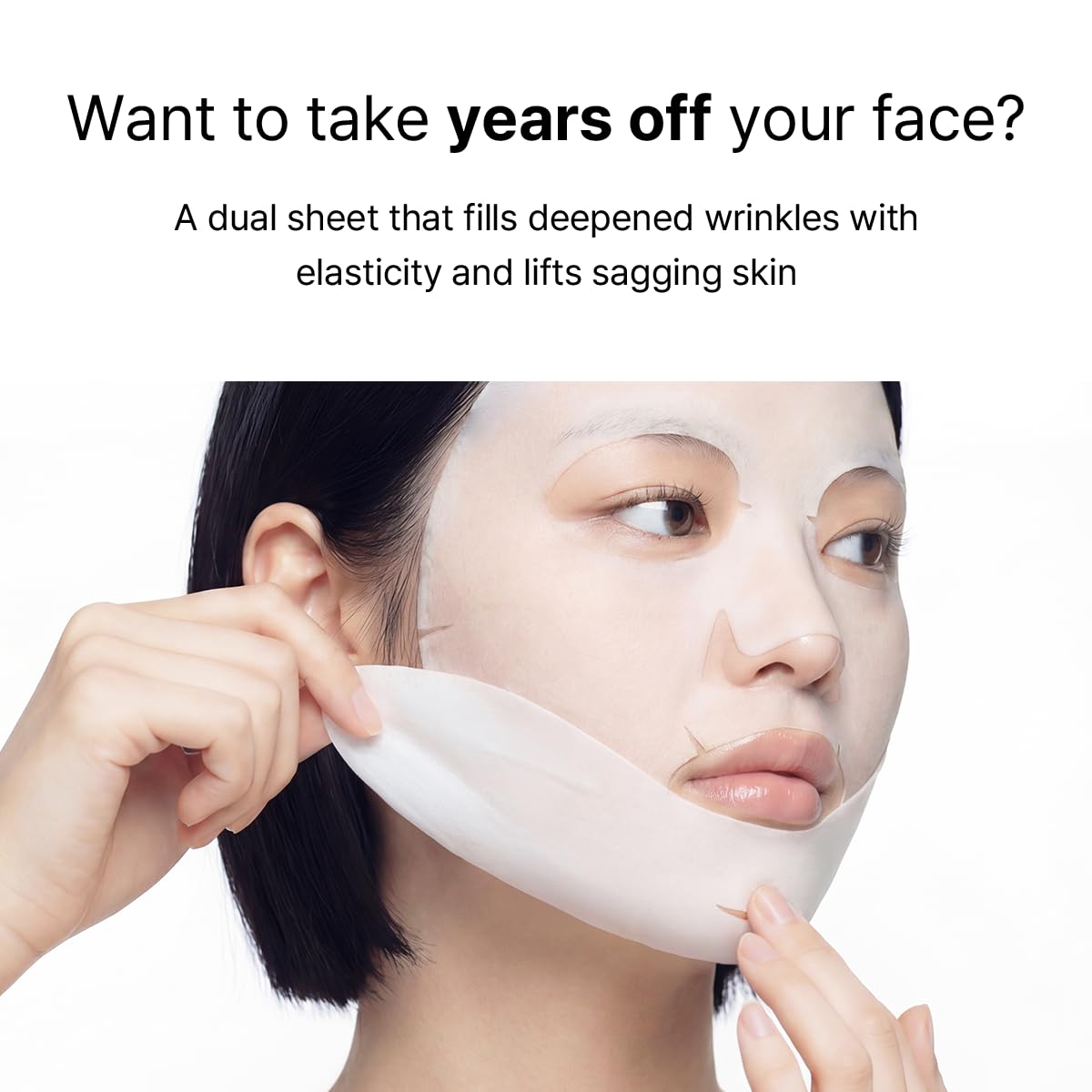 MEDIHEAL lifting mask application on a model's face