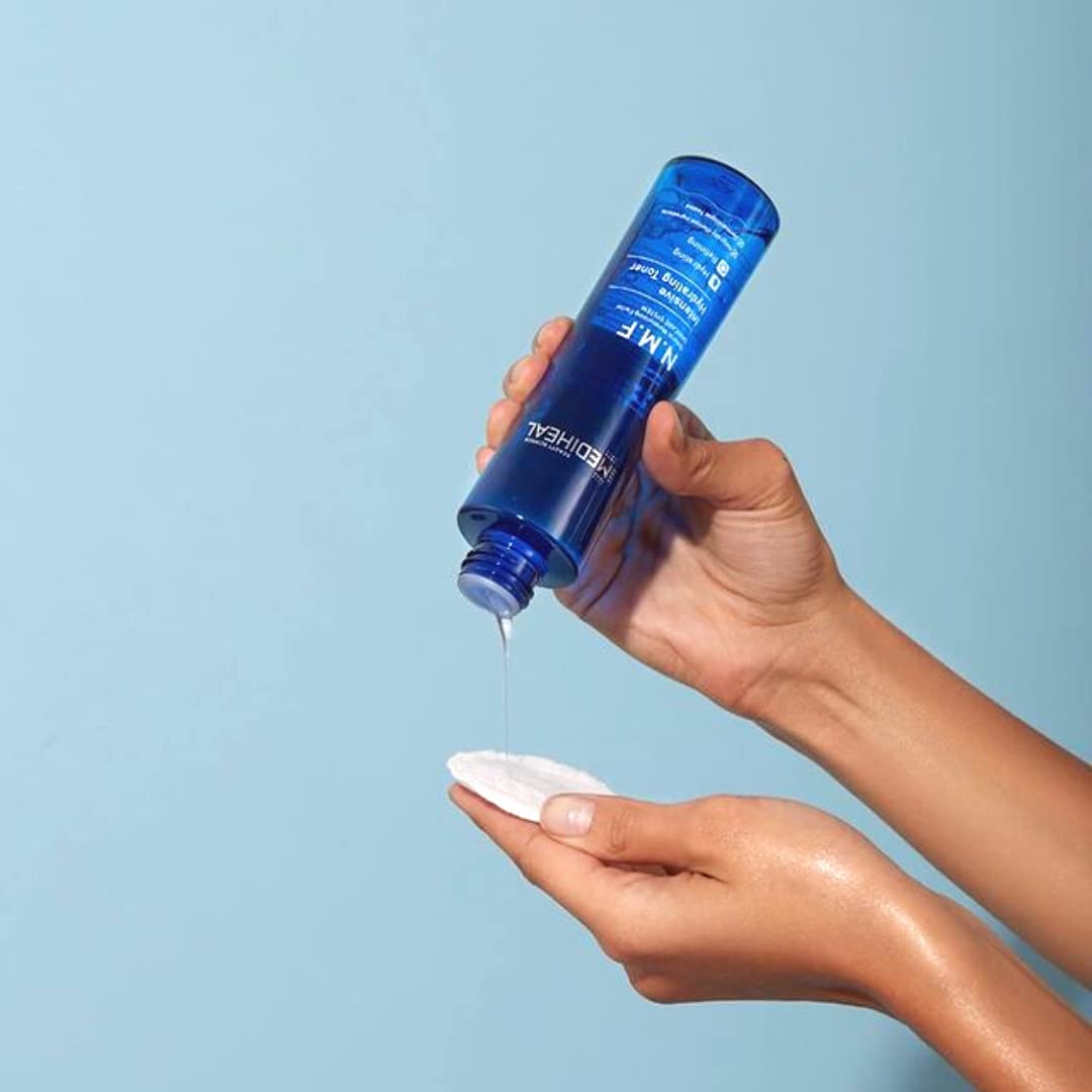 MEDIHEAL N.M.F Intensive Hydrating Toner lifestyle scene with application