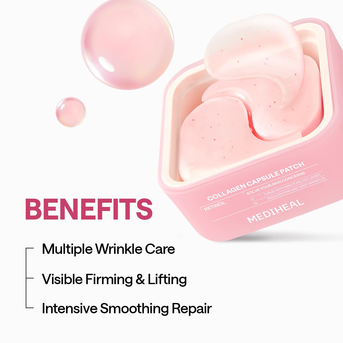 MEDIHEAL Retinol Collagen Eye Patches in use on a model