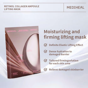 MEDIHEAL Retinol Collagen Lifting Mask applied on a model's face