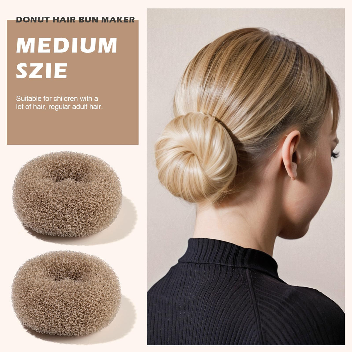 Medium donut hair bun makers from Teenitor