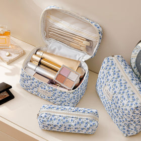 Medium HBselect makeup bag measuring 10.4 x 3.5 x 7.1 inches
