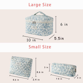 Medium uekeboag floral quilted makeup bag in light blue