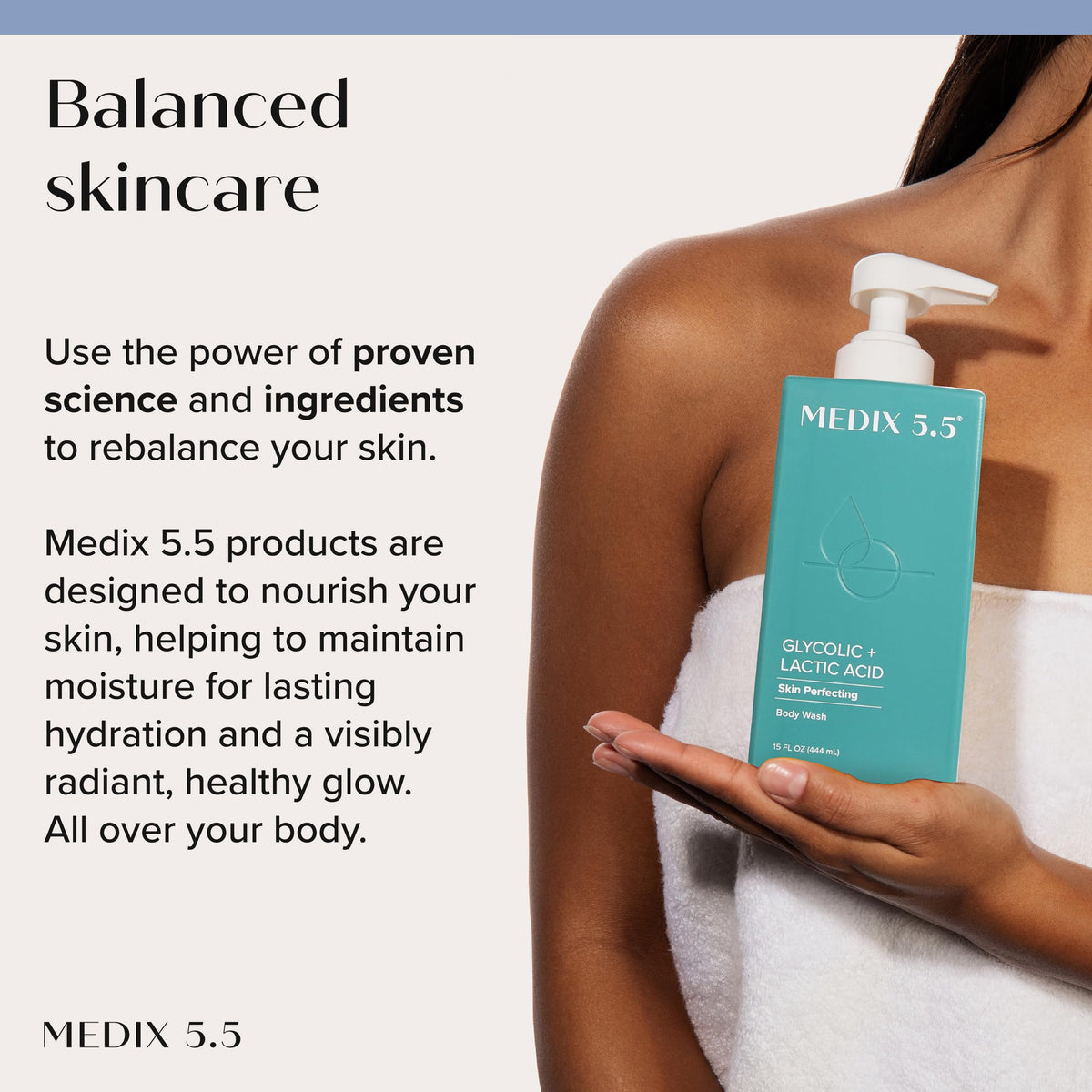 Medix 5.5 Glycolic Acid Body Wash Gel lifestyle scene