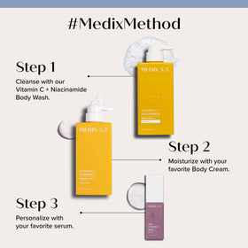 Medix 5.5 Vitamin C Body Lotion side view with moisturizing ingredients
