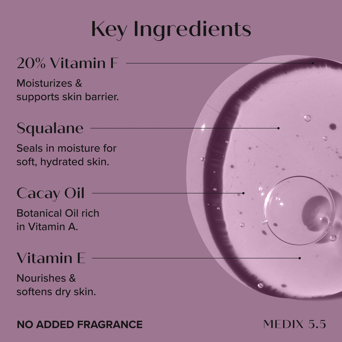 Medix 5.5 Vitamin F support Serum being applied to skin
