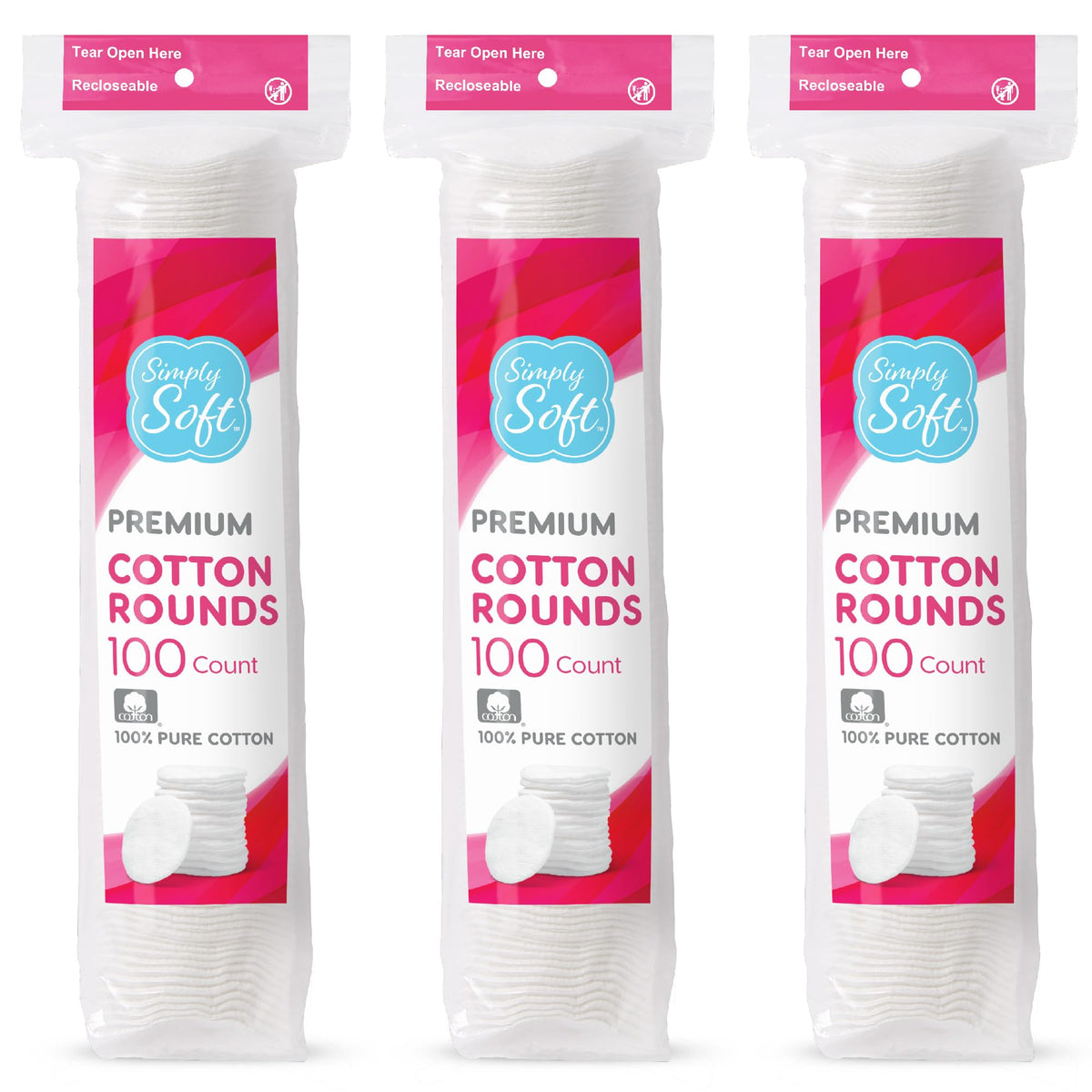Medline Simply Soft Cotton Rounds 300 count front view packaging