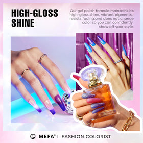 MEFA Colour Changing Gel Nail Polish Set showing all six colours