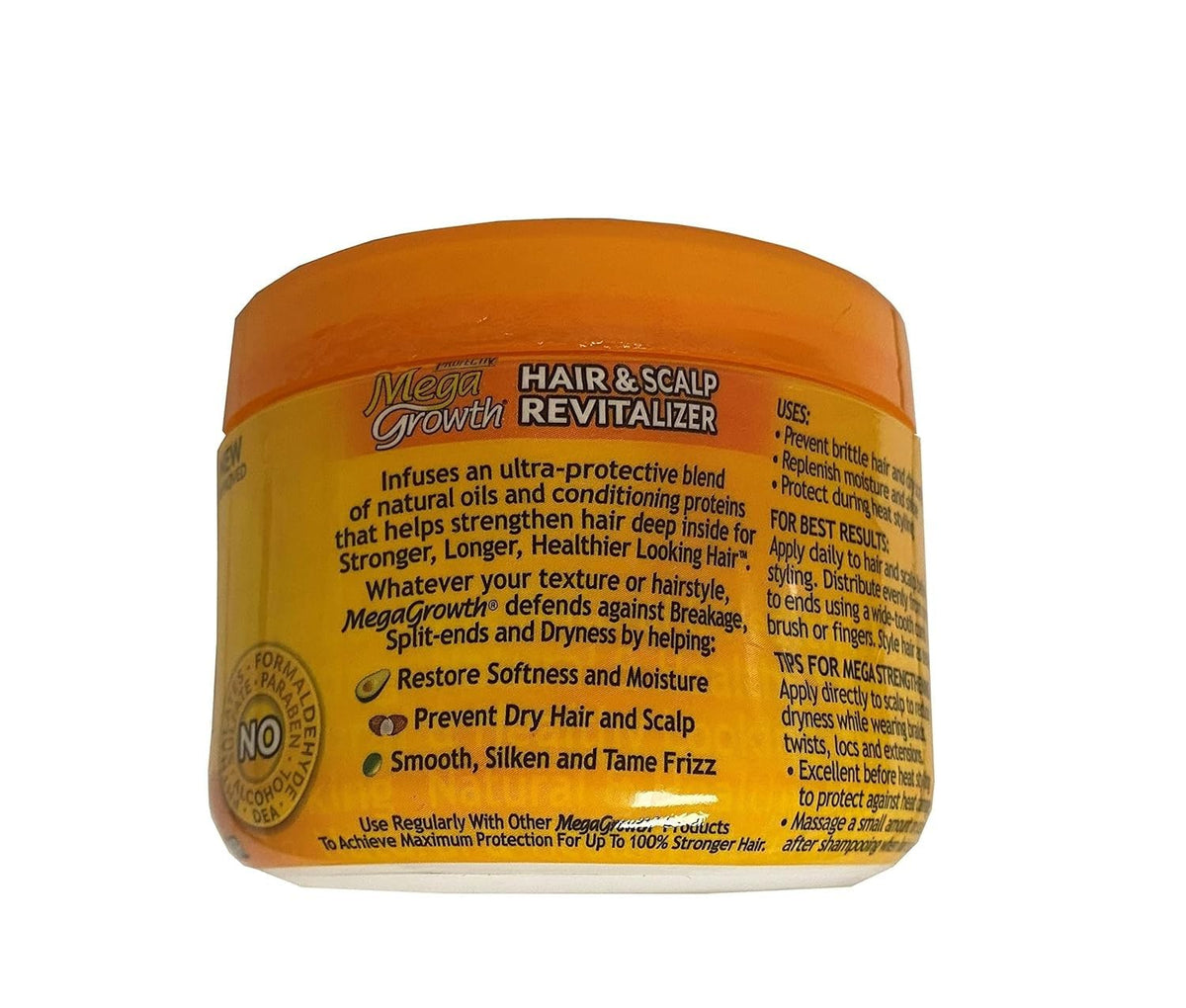 Mega Growth Revitalizer 5 Ounce back view showing ingredients