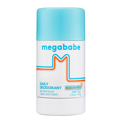 Megababe Beachy Pits Daily Deodorant front view, 2.6 oz stick