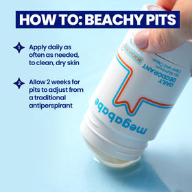 Megababe Beachy Pits Deo Sea Breeze with ingredients
