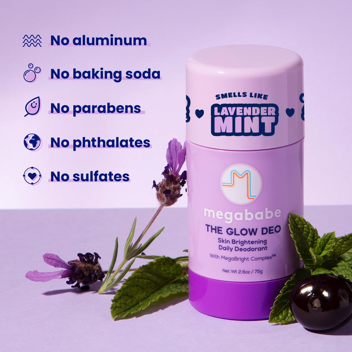 Megababe Glow Deo Lavender Mint ingredients list