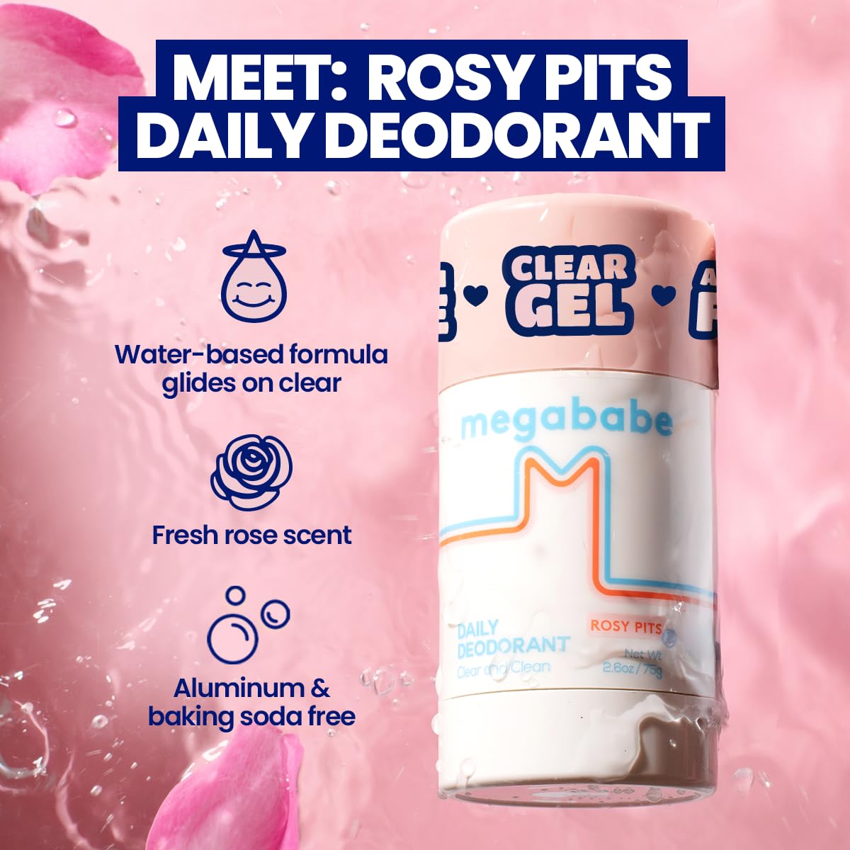 Megababe Rosy Pits Deo Fresh Rose side view