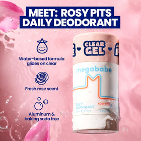 Megababe Rosy Pits Deodorant side view showing product detail