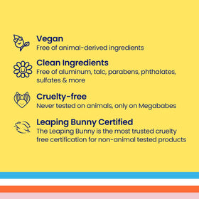Megababe Sunny Pits Deo ingredients list on packaging