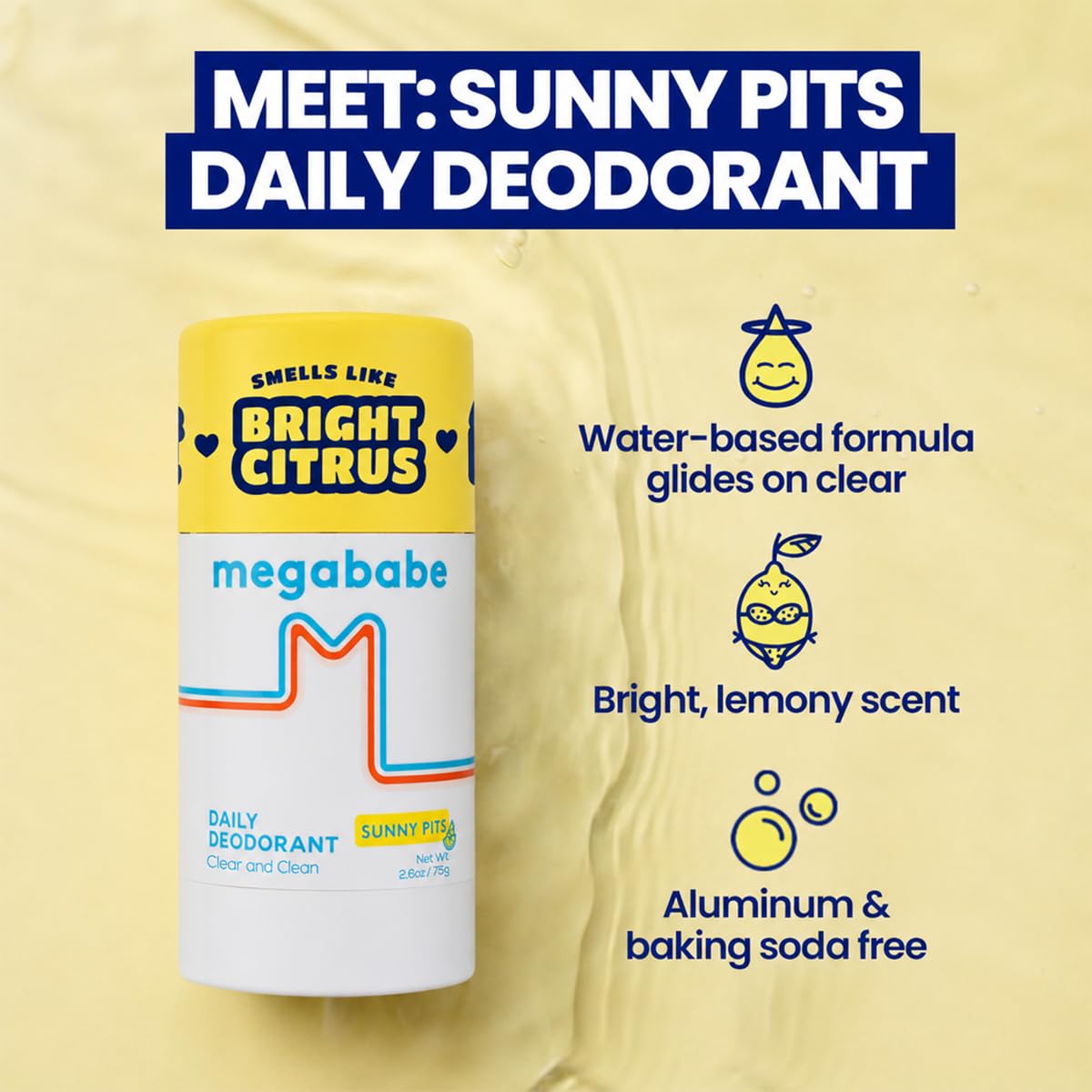 Megababe Sunny Pits Deo side view showing packaging details