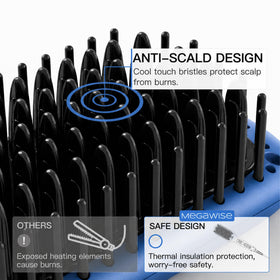 MEGAWISE hair straightener brush in travel-ready position with swivel cord