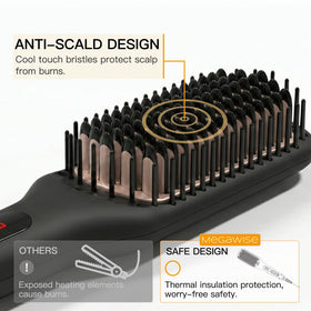 MEGAWISE Hair Straightener Brush in use on straight hair