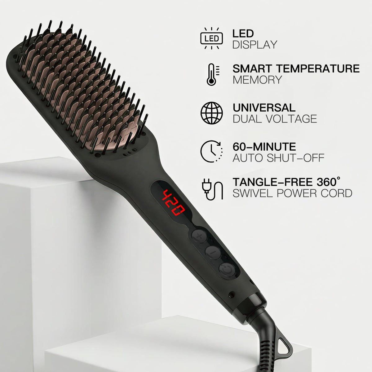 MEGAWISE Hair Straightener Brush power cord detail