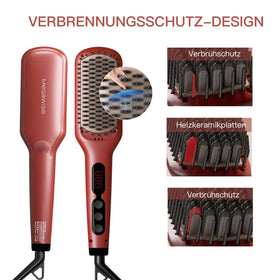 MEGAWISE Hair Straightener Brush Pro side view showing LCD display